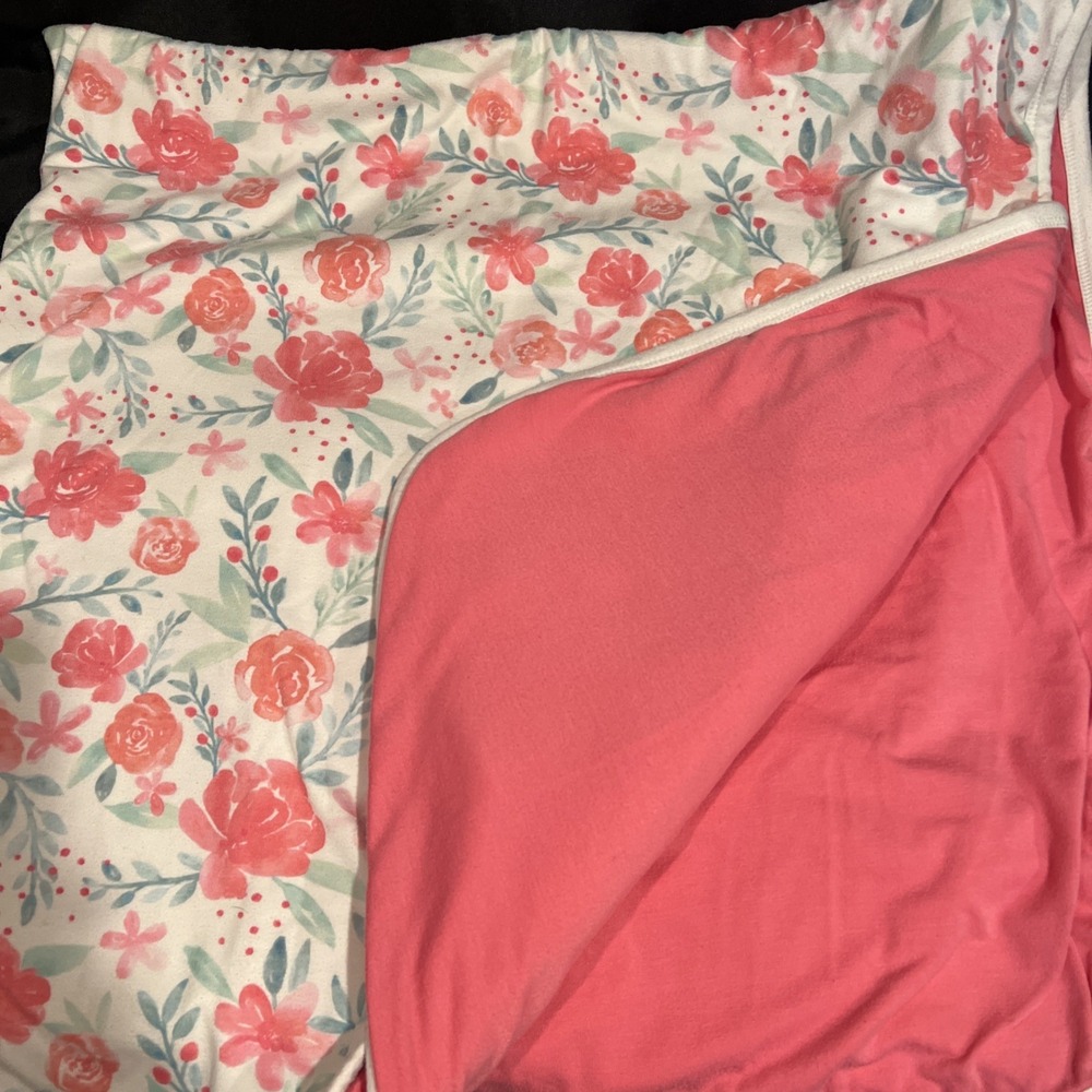 Copper Pearl 42x46 Premium Knit Baby 3 Layer Stretch Quilt Blanket Flower Garden